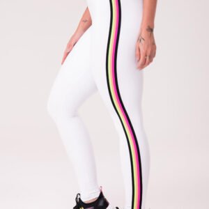 Calça Legging Energy Poliamida Branca Com Elástico Colorido Dlk