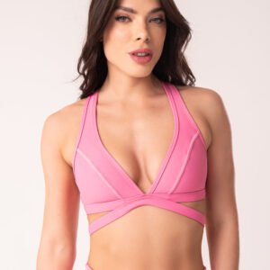 Top Fitness Rosa Chiclete Nadador Com Tira Básico Dlk
