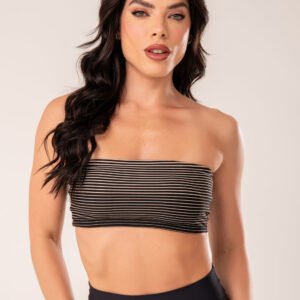 Top Faixa Jacquard Listrado Nude Dlk