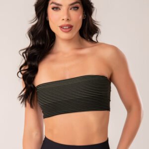 Top Faixa Jacquard Listrado Verde Militar Dlk