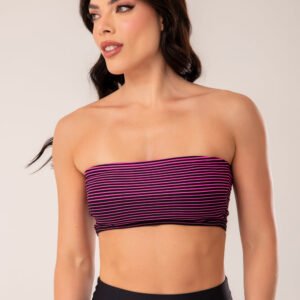 Top Faixa Jacquard Listrado Pink Dlk