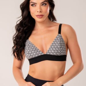 Top Fitness Jacquard Light Mescla Estampada Estrelas Com Elástico Dlk