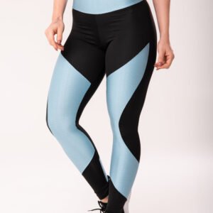 Calça Legging Energy Texturizada Com Recortes Azul Dlk
