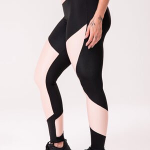 Calça Legging Energy Texturizada Com Recortes Rosa Bebê Dlk