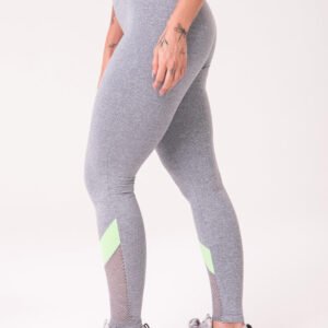 Calça Legging Energy Mescla Com Tela E Recorte Verde Dlk