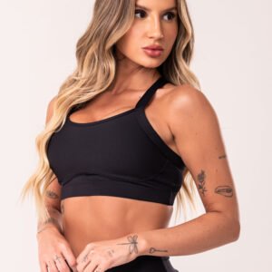 Top Fitness Preto Com Recortes Básico Dlk