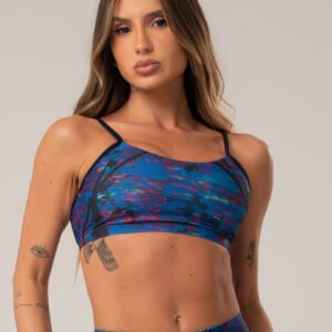 Top Fitness Feminino Com Bojo New Printed Estampado Abstrato Royal Dlk