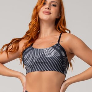 Top Fitness Feminino Com Bojo New Printed Estampado Gradil Dlk