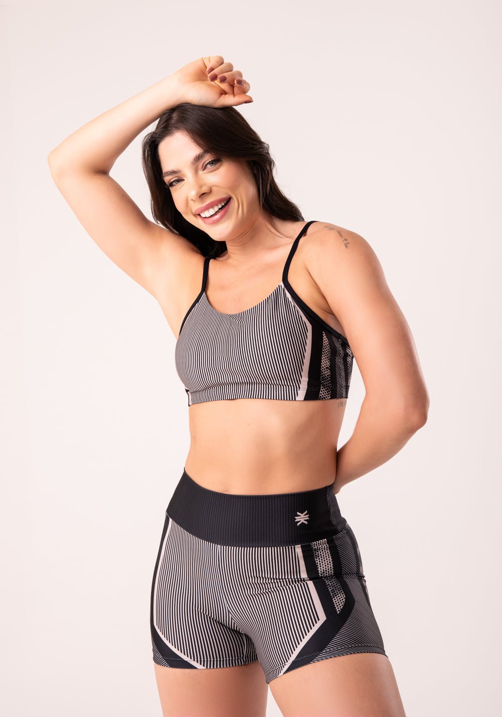 Top Fitness Feminino Com Bojo Estampado Strong Nude Printed Dlk - Imagen 2