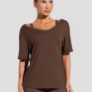 Blusa para mujer Soul Dlk marrón con escote en V