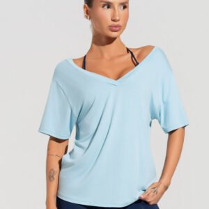 Blusa azul Soul Dlk con cuello de pico para mujer