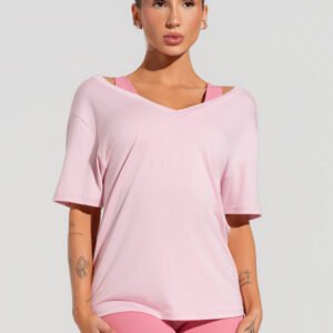 Blusa rosa con cuello de pico Soul para mujer Dlk