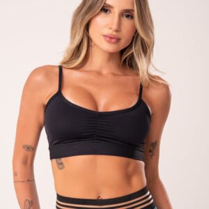 Top Fitness Preto Franzido Básico Dlk
