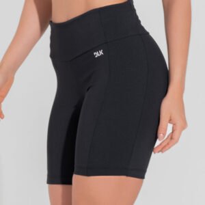Bermuda Fitness Feminina Com Bolso No Cós E Detalhe Canelado Motion Lines Dlk Preto