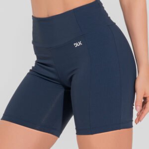 Bermuda Fitness Feminina Com Bolso No Cós E Detalhe Canelado Motion Lines Dlk Azul Marinho