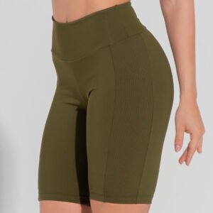 Bermuda Fitness Feminina Com Detalhe Canelado Motion Lines Dlk Verde Oliva