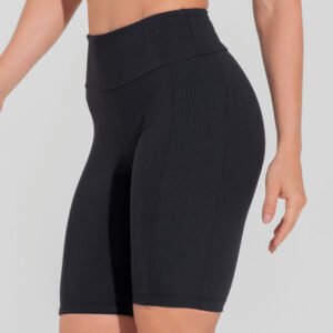 Bermuda Fitness Feminina Com Detalhe Canelado Motion Lines Dlk Preto