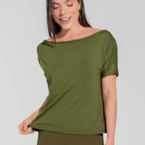 Blusa Feminina Decote Canoa Motion Lines Dlk Verde Oliva
