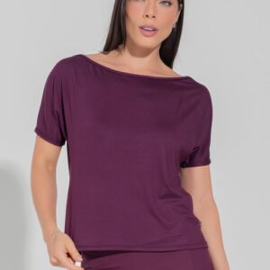 Blusa Feminina Decote Canoa Motion Lines Dlk Vinho