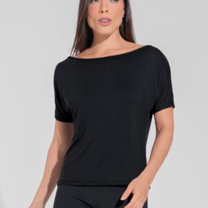 Blusa Feminina Decote Canoa Motion Lines Dlk Preto