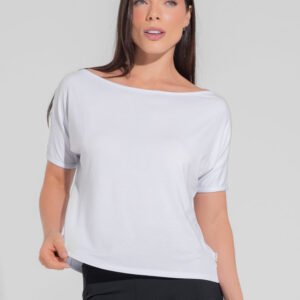 Blusa Feminina Decote Canoa Motion Lines Dlk Branco