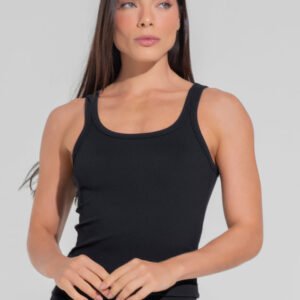 Camiseta para mujer Ribbed Motion Lines Dlk - Negro