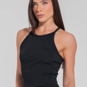 Camiseta para mujer Ribbed Swimmer Motion Lines Dlk - Negro