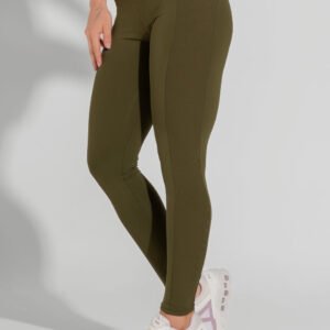Legging Fitness con detalle de costilla Motion Lines verde oliva mujer
