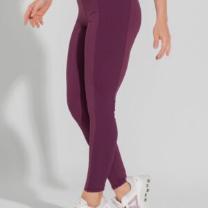 Legging de fitness para mujer con detalle de costilla Motion Lines Dlk Wine