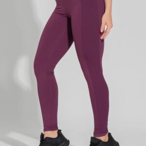 Legging de fitness para mujer con líneas de movimiento laterales acanaladas Dlk Wine
