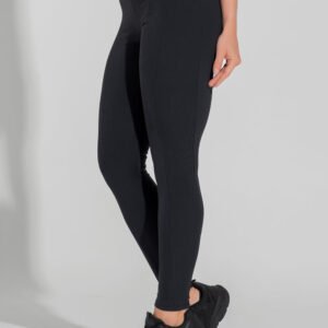 Leggings de fitness para mujer con líneas de movimiento laterales acanaladas negro