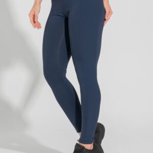 Legging de fitness para mujer con líneas de movimiento laterales acanaladas Dlk Navy