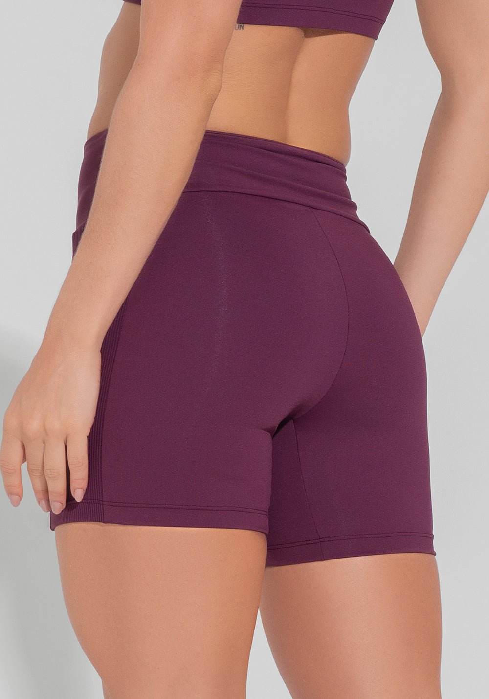 Short Fitness Feminino Com Lateral Canelada Motion Lines Dlk Vinho - Imagen 2