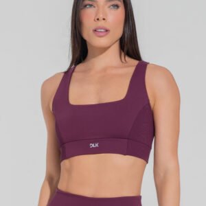 Top Fitness Feminino Nadador Anatômico Com Detalhe Canelado Motion Lines Dlk Vinho