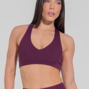 Top Fitness Feminino Nadador Com Detalhe Canelado Motion Lines Dlk Vinho