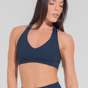 Top Fitness Feminino Nadador Com Detalhe Canelado Motion Lines Dlk Azul Marinho