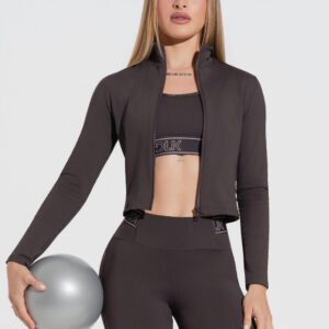 Casaco Fitness Feminino Com Elástico Activity Dlk Marrom Café