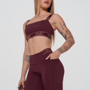 Leggings de fitness para mujer con bolsillos y cinturilla elástica Activity Dlk Wine
