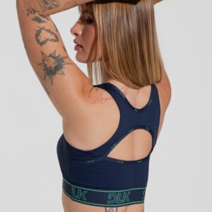 Camiseta de fitness para mujer con bulto y espalda vacía con elástico Activity Dlk azul marino
