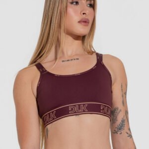 Camiseta de fitness para mujer con abultamiento y tirantes elásticos dobles Activity Dlk Wine