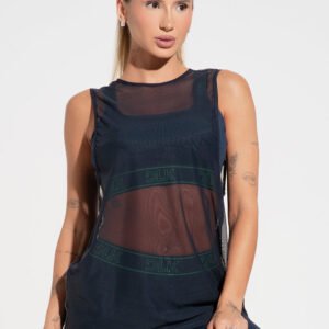 Camiseta "Tulle Fitness" - Mujer - Actividad Lateral Elástica - Azul Marino
