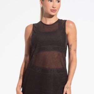 Camiseta para mujer Tulle Fitness con actividad lateral elástica Dlk Brown Coffee