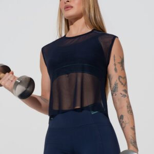 Camiseta Tulle Fitness Activity Dlk Elastic azul marino mujer
