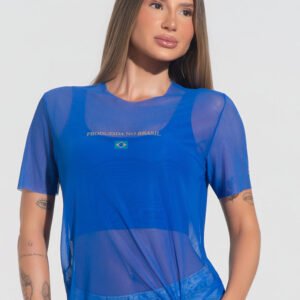 Blusa Feminina Tule Produzida No Brasil Dlk Azul