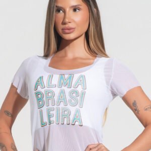 Blusa Baby Look Feminina Tule Alma Brasileira Dlk Branco