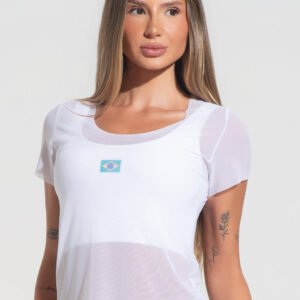 Blusa Baby Look Feminina Tule Nação Brasileira Dlk Branco